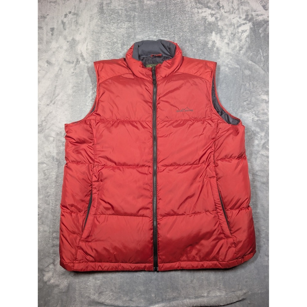 Eddie Bauer Vest Mens XLT Red Premium Goose Down Puffer Full Zip Outdoor Hiking